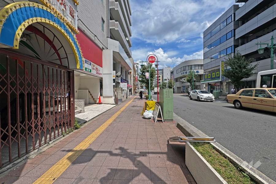 敷地の南東側前面道路（南西側から）