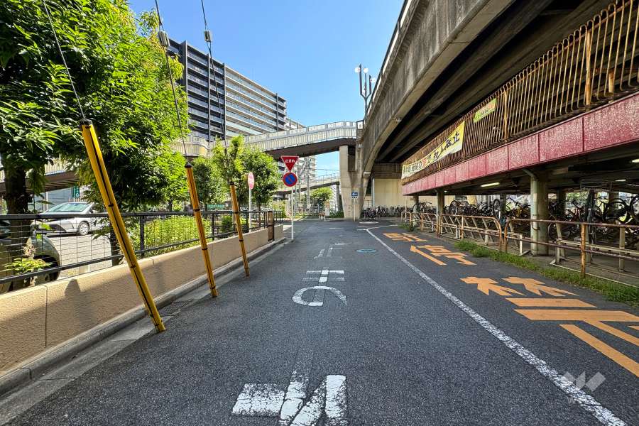 敷地南側の前面道路（西側から）