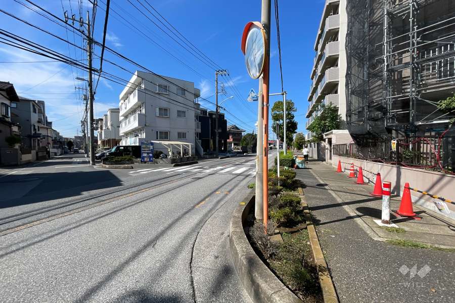 敷地の西側前面道路（南側から）