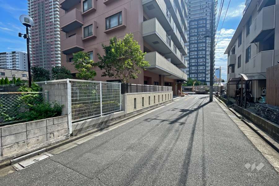 敷地南側の前面道路（西側から）