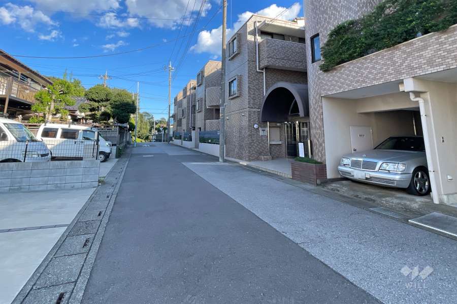 敷地の北側前面道路（西側から）