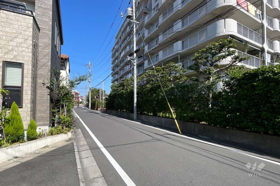 敷地の西側前面道路（南側から）