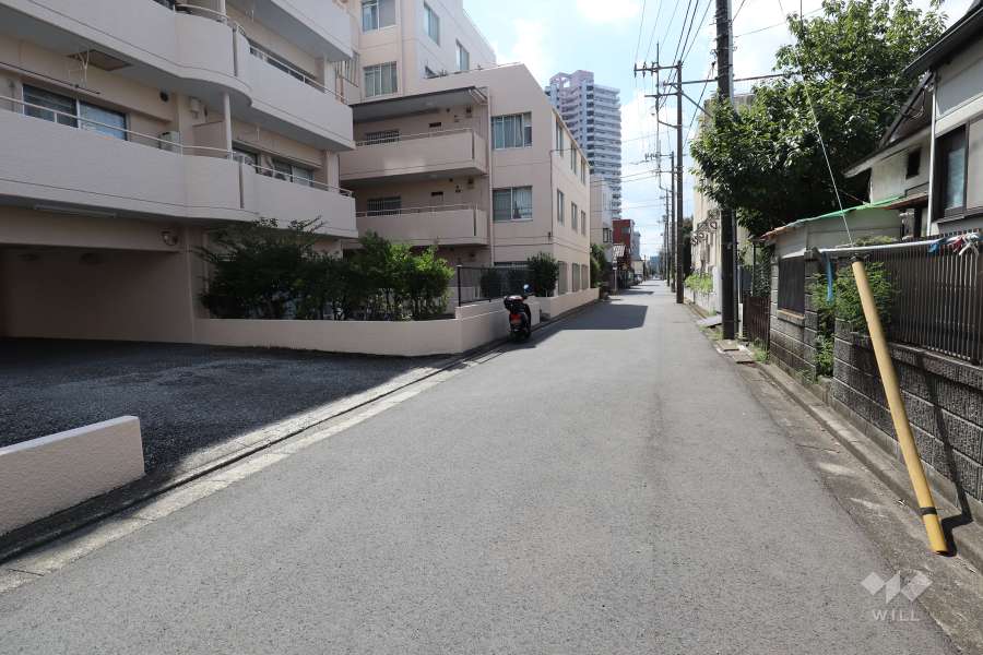 敷地西側の前面道路（北側から）
