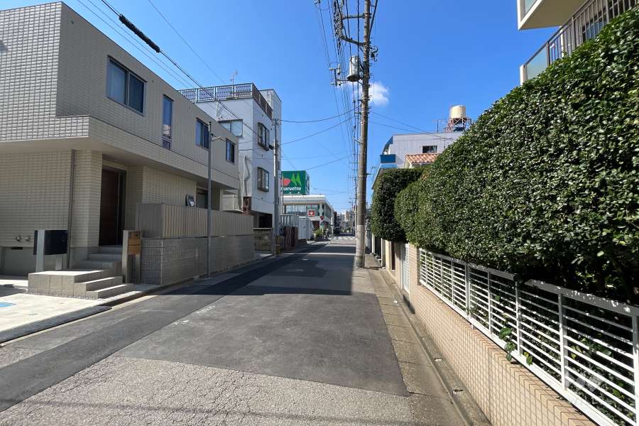 敷地の南側前面道路（東側から）