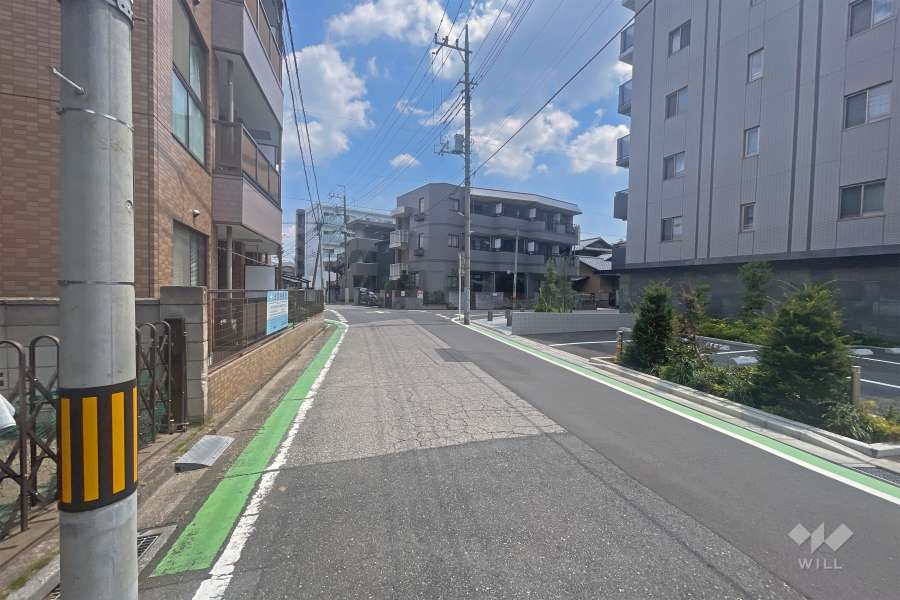 敷地の北側前面道路（西側から）
