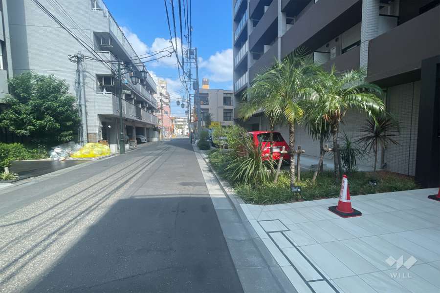 敷地の南側前面道路（東側から）