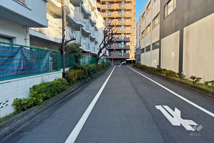 敷地南側の前面道路（西側から）