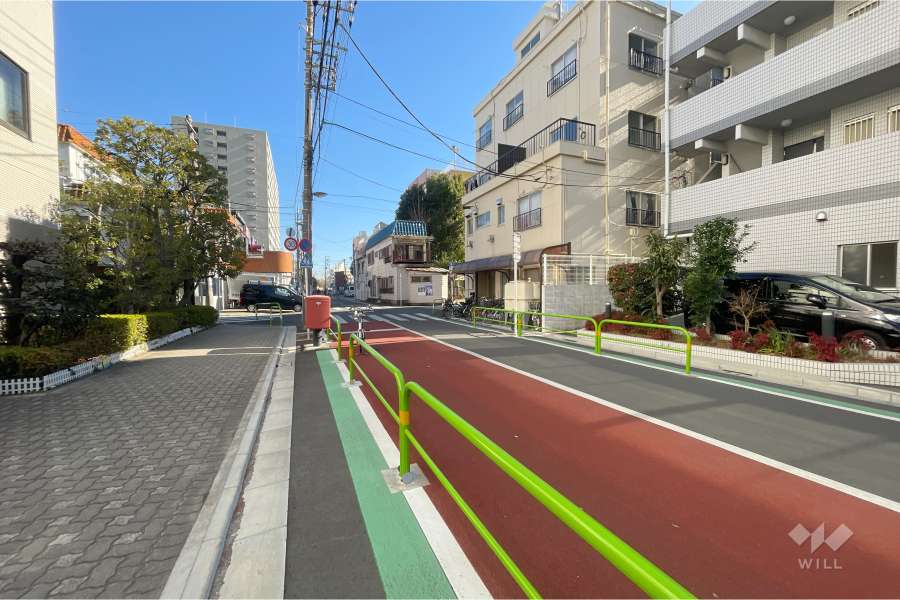 敷地北東側の前面道路（北西側から）