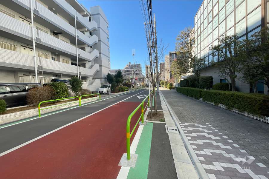 敷地北東側の前面道路（南東側から）