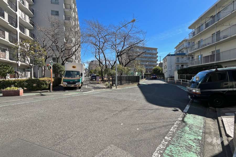 敷地南側の前面道路（西側から）