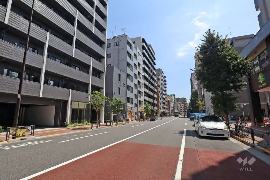 敷地東側の前面道路(北側から)