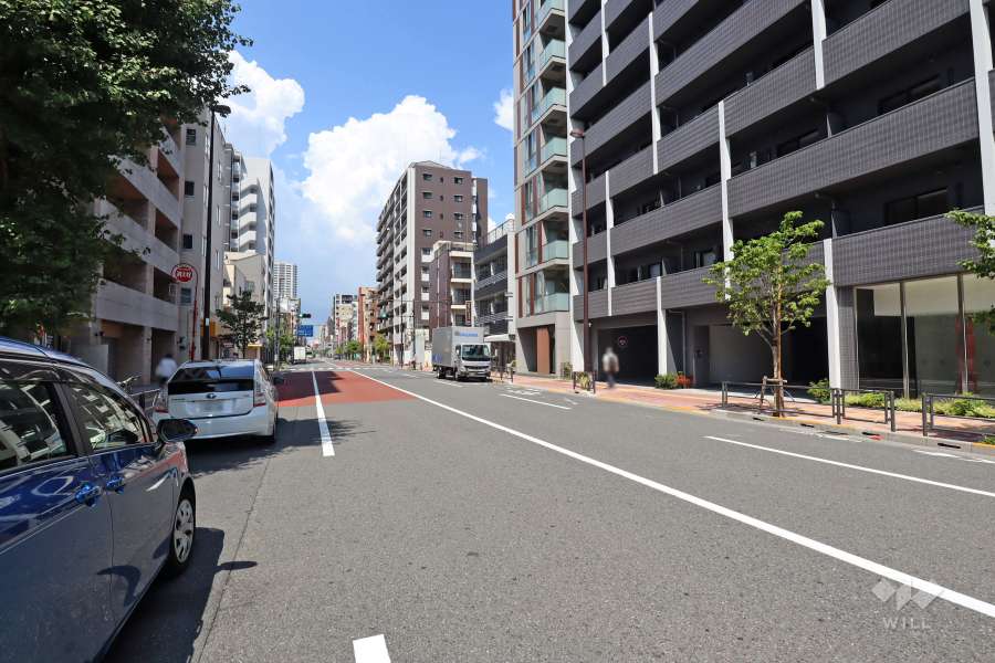 敷地東側の前面道路(南側から)