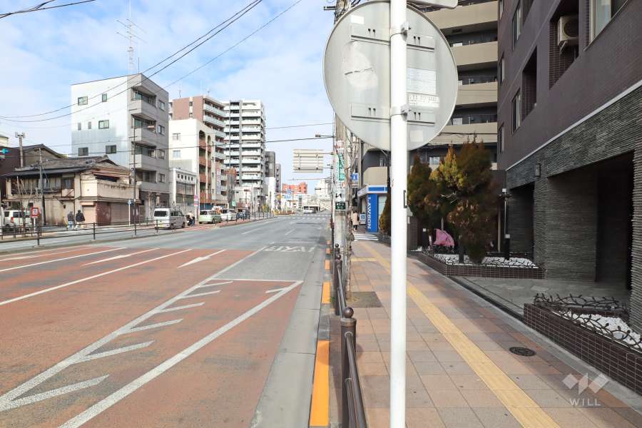 敷地西側の前面道路（南側から）