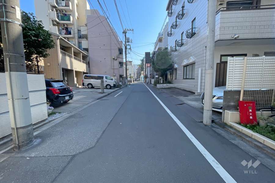 敷地北側の前面道路（西側から）