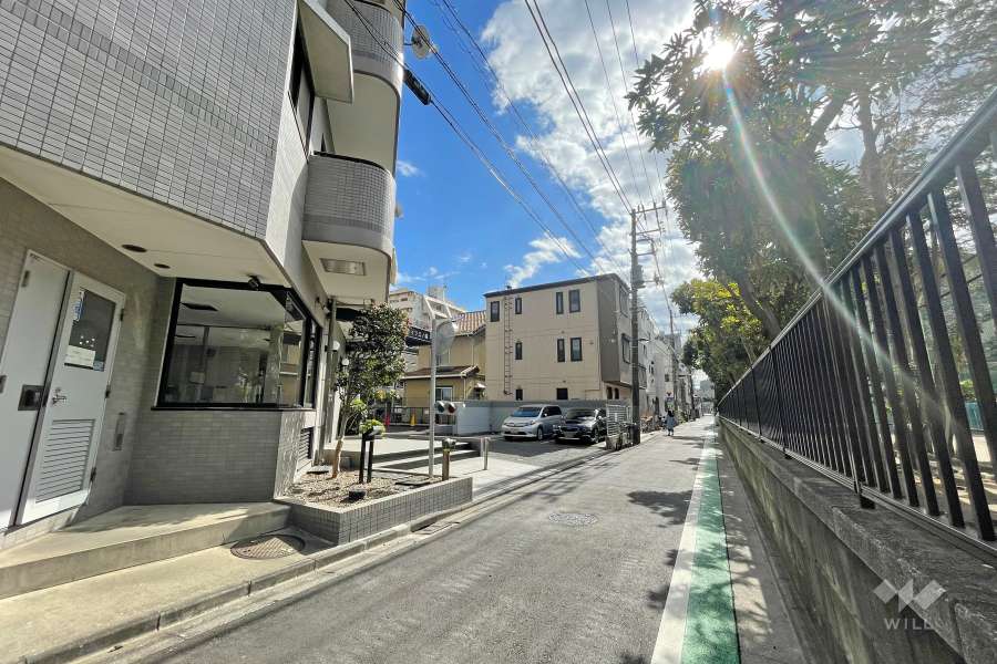 敷地北西側の前面道路（北東側から）