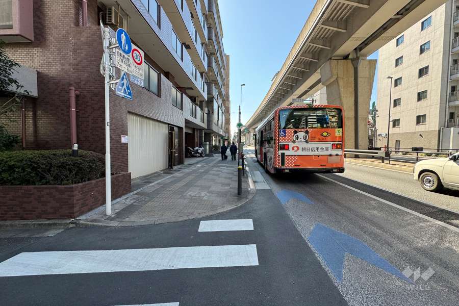 敷地の西側前面道路（北側から）