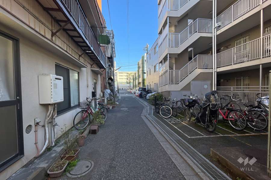 敷地北側の前面道路（西側から）