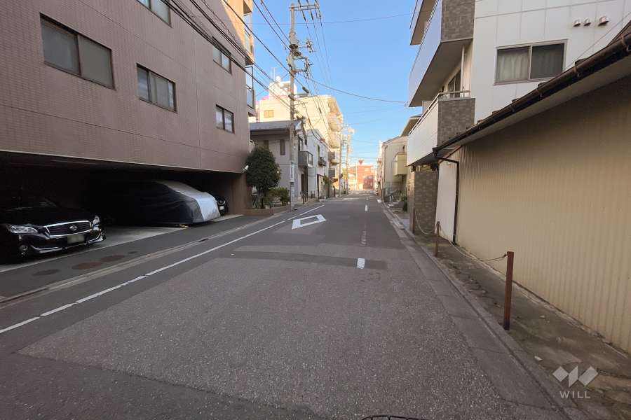 敷地南側の前面道路（西側から）