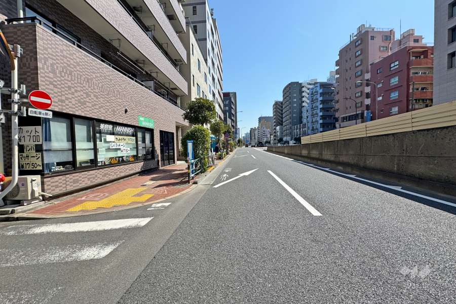 敷地南側の前面道路（西側から）