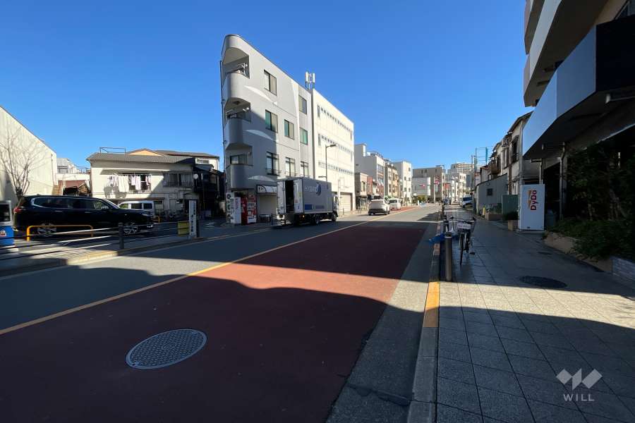敷地の北側前面道路（西側から）