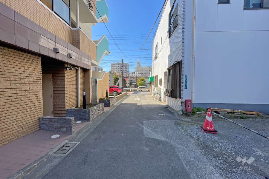 敷地北西側の前面道路（北東側から）