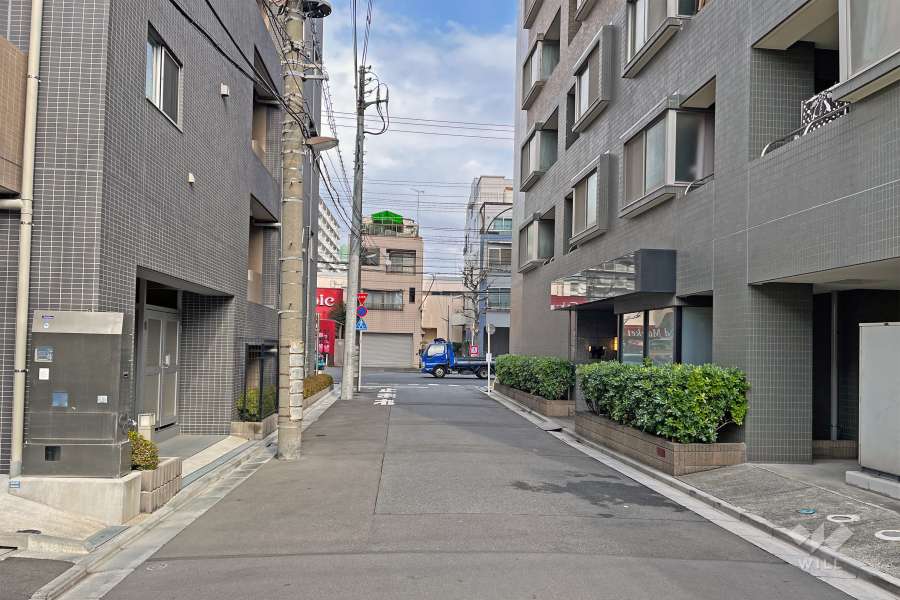 敷地西側の前面道路（南側から）