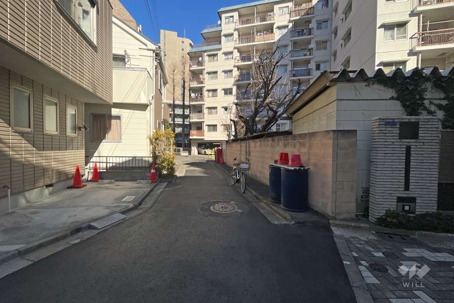 敷地西側の前面道路（南側から）