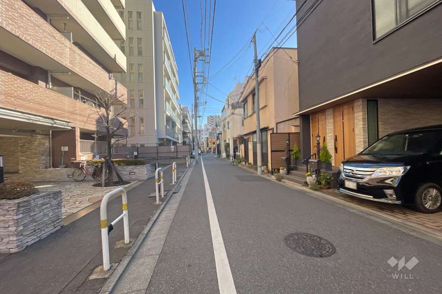 敷地の南側前面道路（西側から）