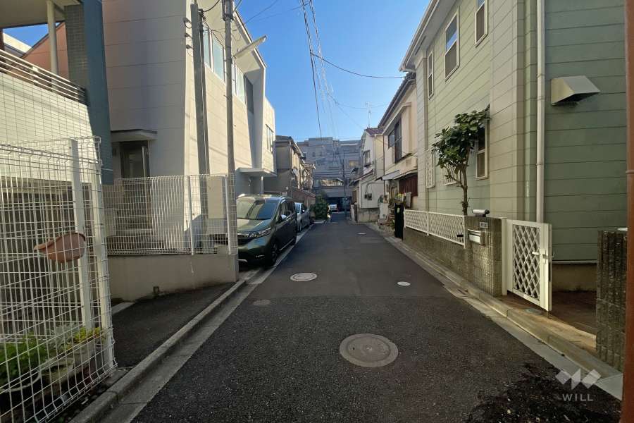 敷地南側の前面道路（西側から）
