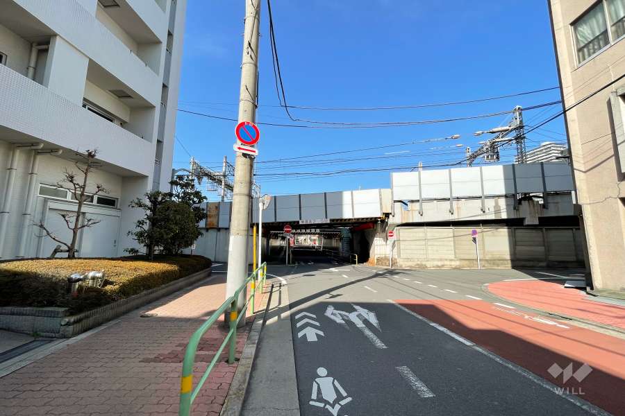 敷地東側の前面道路（南側から）