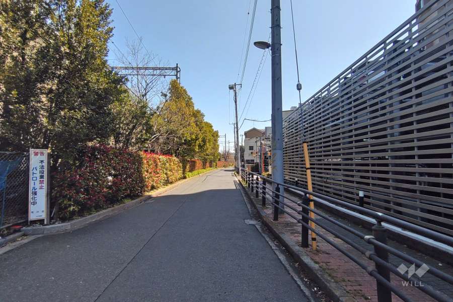 敷地の北側前面道路（西側から）