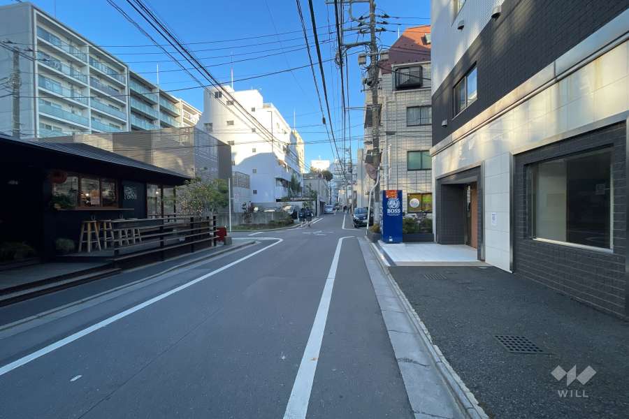 敷地の北側前面道路（西側から）