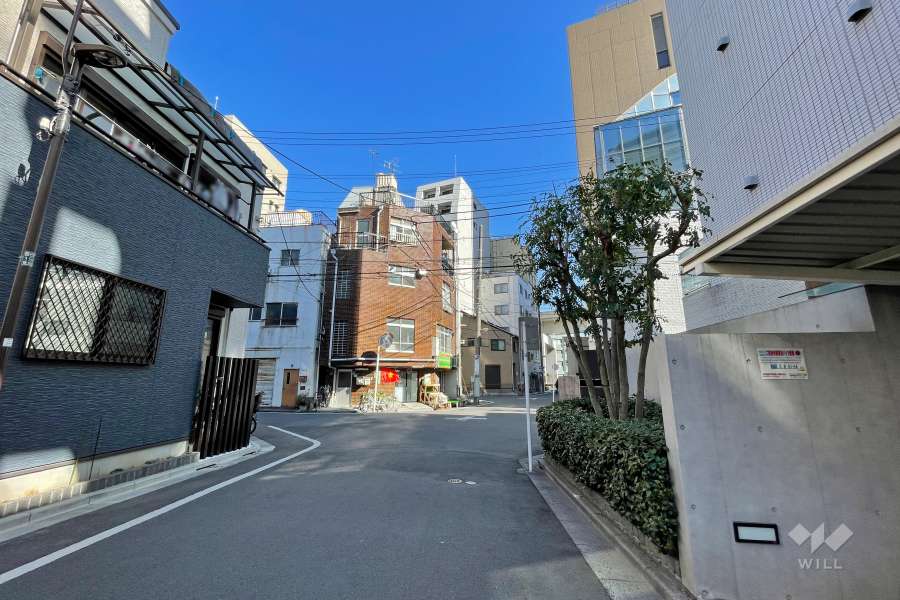 敷地北側の前面道路（西側から）