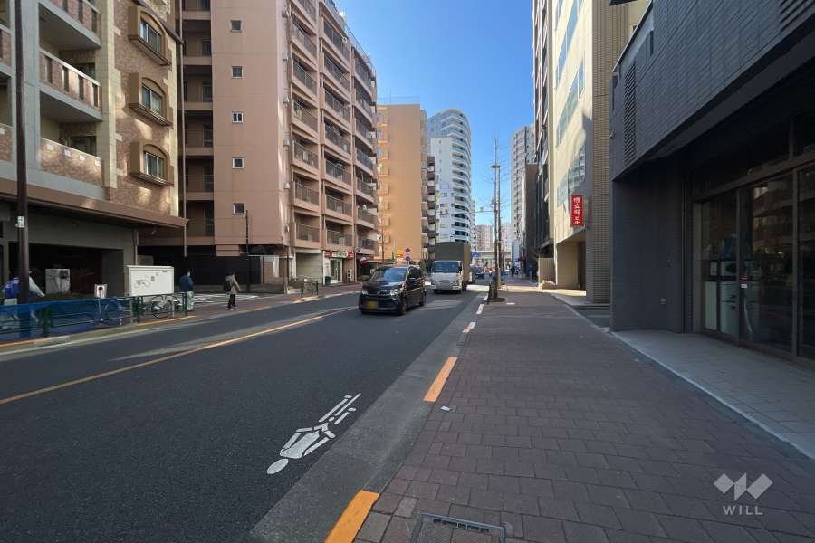 敷地の南側前面道路（西側から）