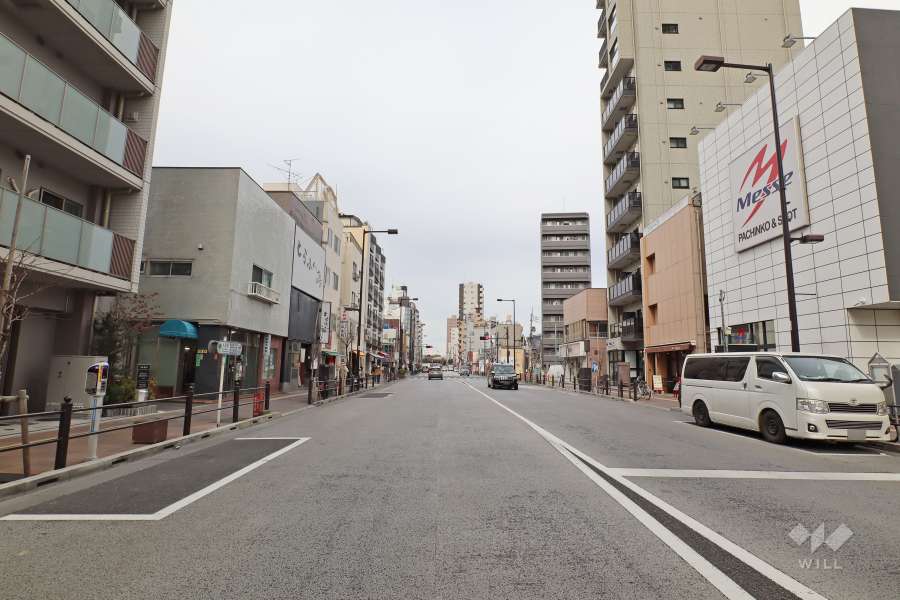 敷地西側の前面道路
