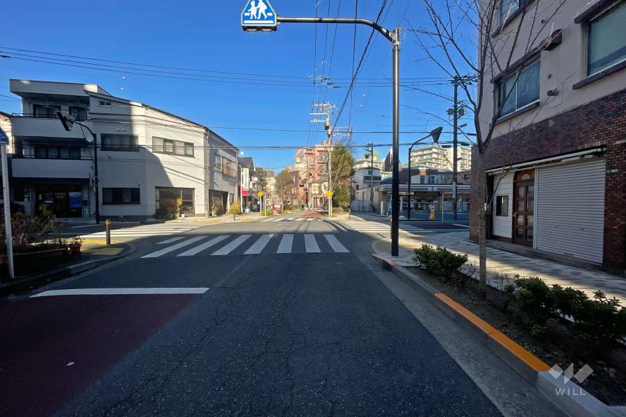 敷地北西側の前面道路（南西側から）