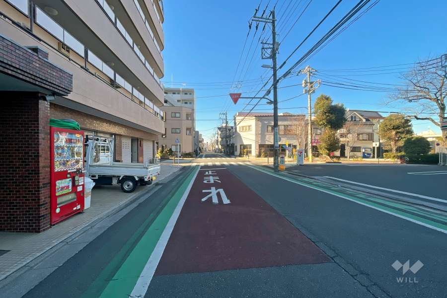敷地北東側の前面道路（南東側から）