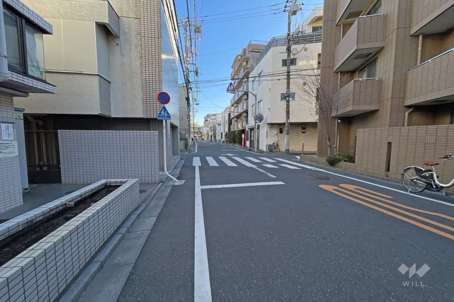 敷地西側の前面道路（北側から）