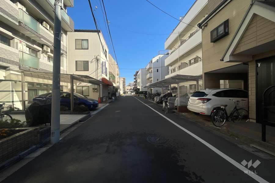 敷地南側の前面道路（西側から）