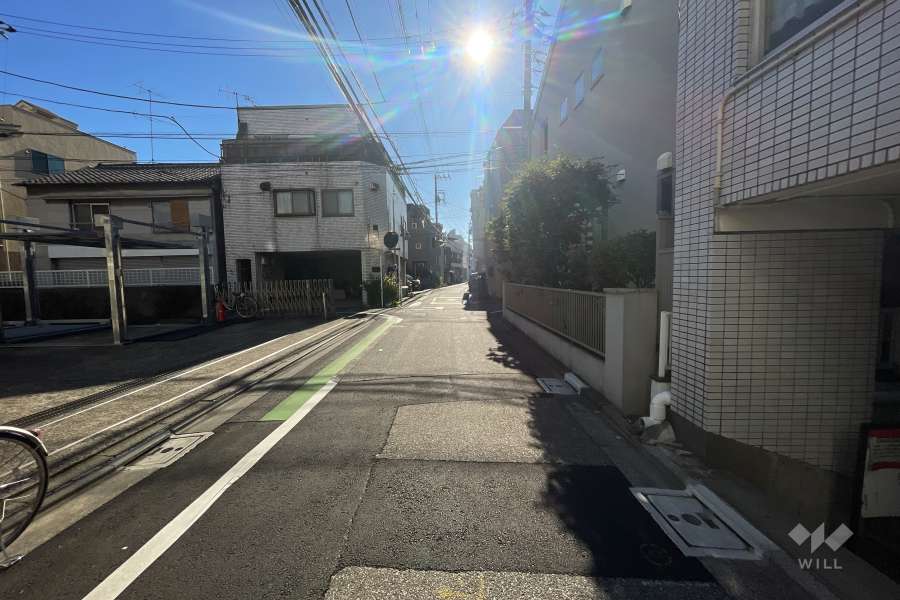 敷地北東側の前面道路（北西側から）