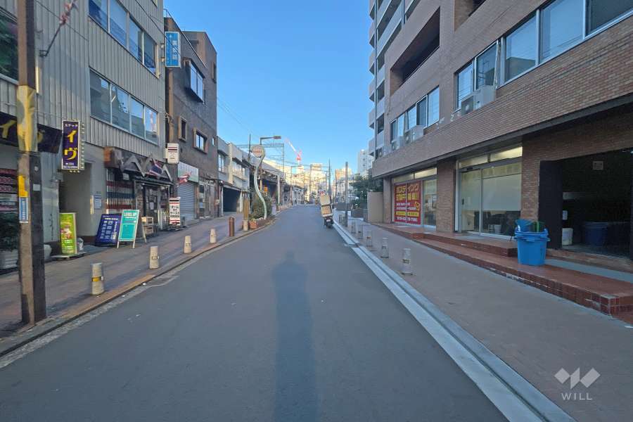 敷地南西側の前面道路（南東側から）