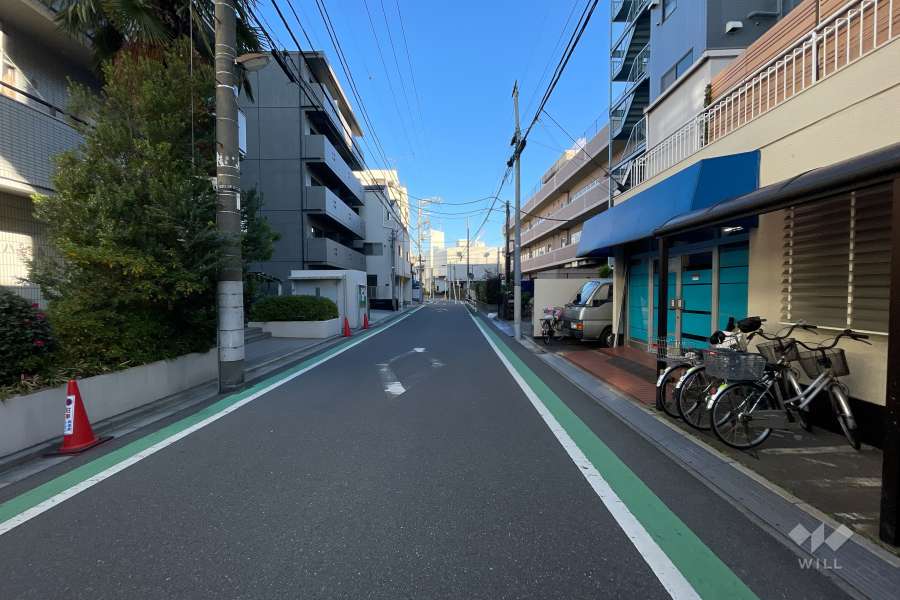 敷地北側の前面道路（西側から）