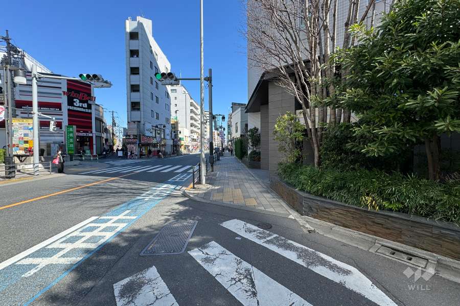 敷地の北西側前面道路（南西側から）