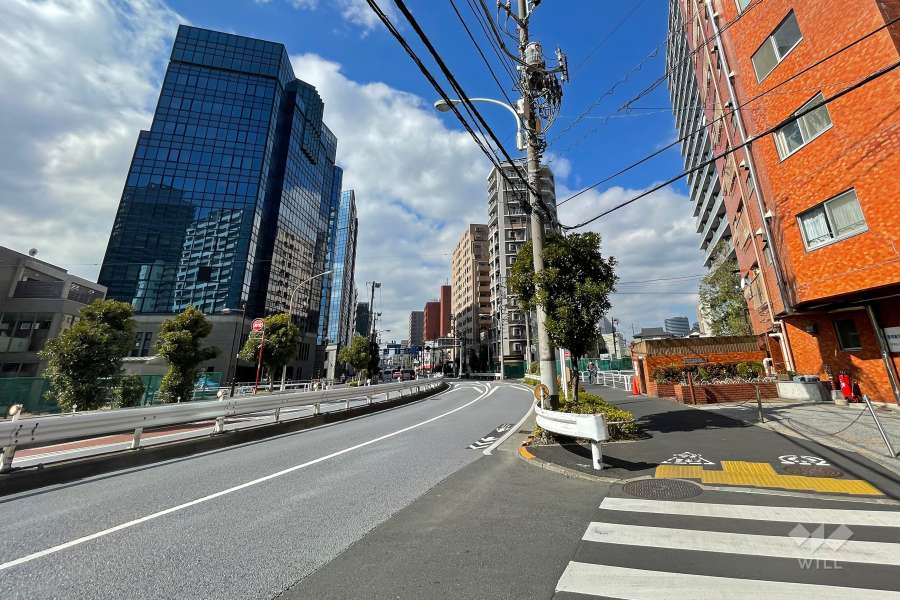 敷地南西側の前面道路（南東側から）