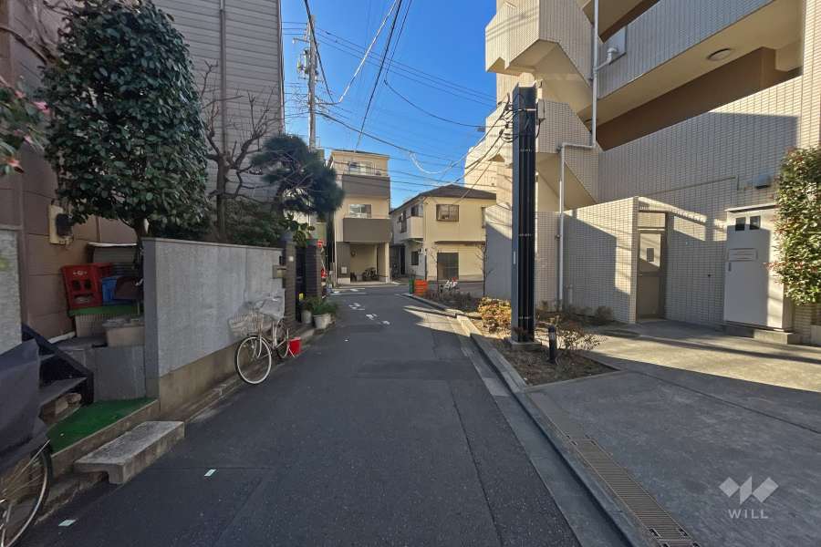 敷地東側の前面道路（北側から）