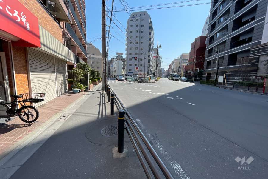 敷地南側の前面道路（西側から）