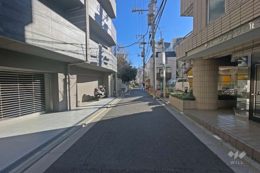 敷地の南側前面道路（東側から）