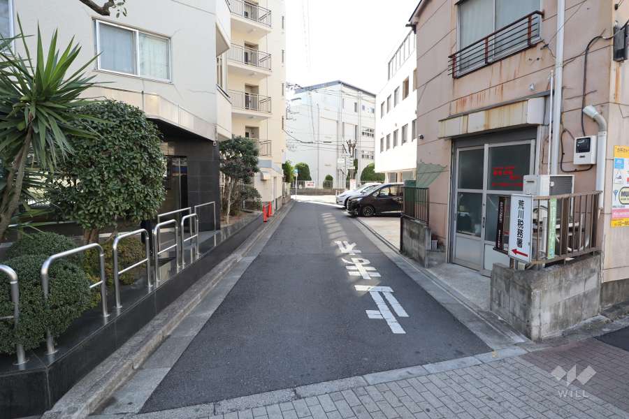 敷地北西側の前面道路（北東側から）