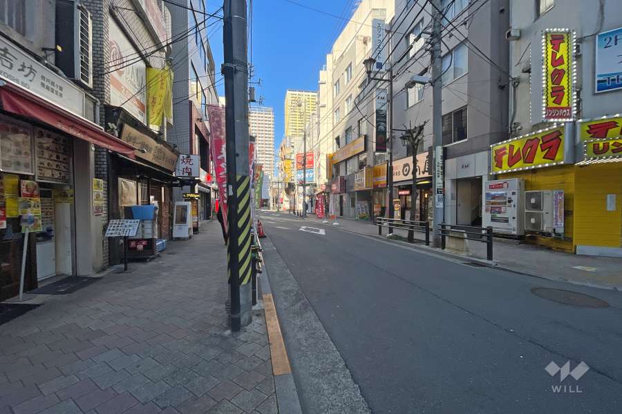 敷地北東側の前面道路（南東側から）
