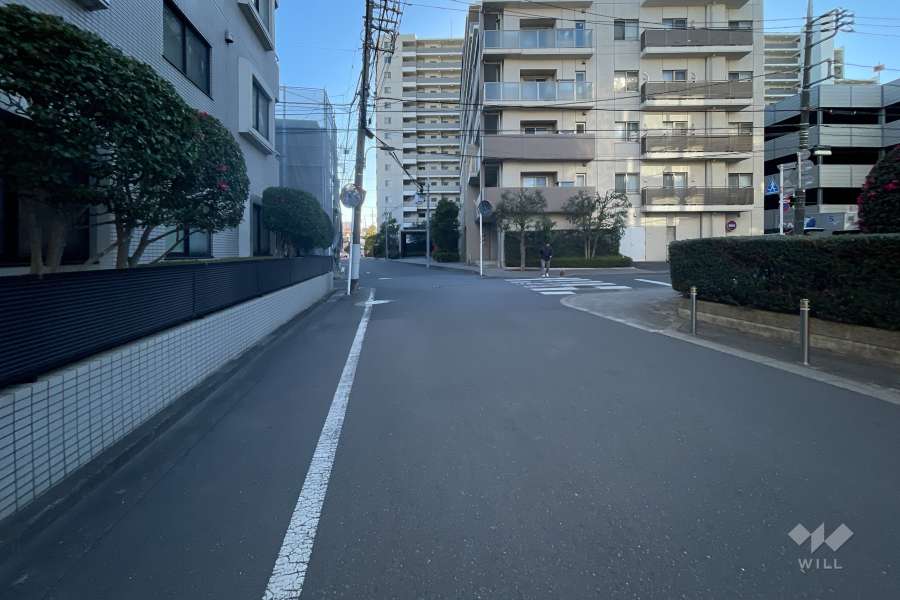 敷地西側の前面道路